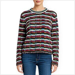 Christian Lacroix Bazar Vintage Striped Textured Retro Modern Sweater New NWT L